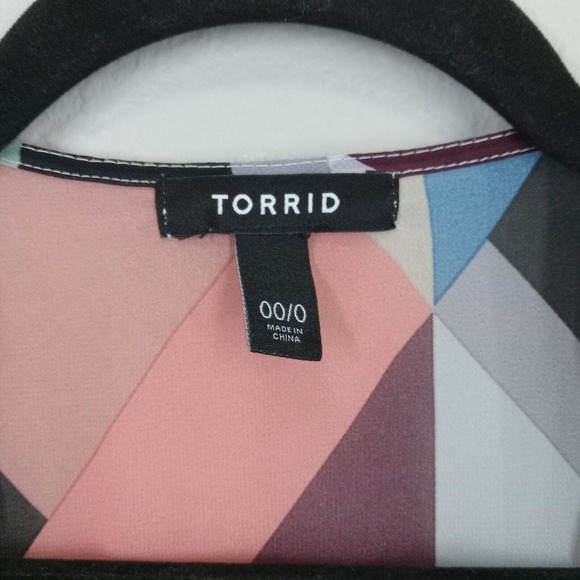 Torrid 00/0 Kimono Colorful Geometric Half Sleeve Polyester Duster - Picture 6 of 8